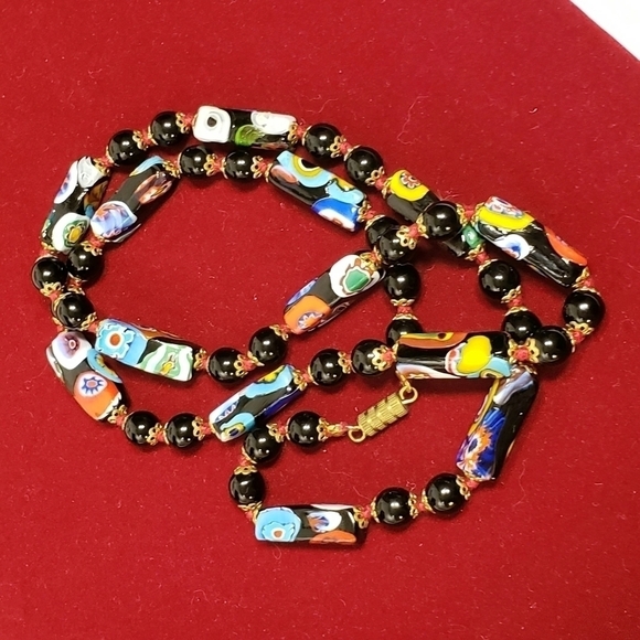 Vintage Italian Millefiori bead necklace art glass - Picture 4 of 10